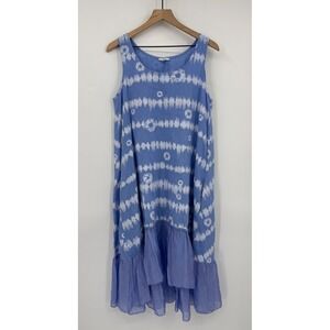 Kaktus Dress Womens Small Blue 100% Linen Sleeveless Made Italy Lagenlook